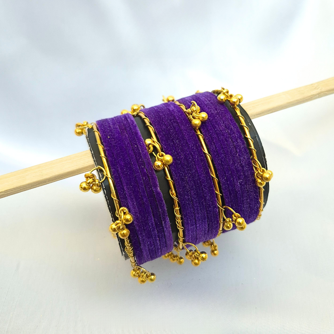 Purple Golden Viral Kashmiri Bangles